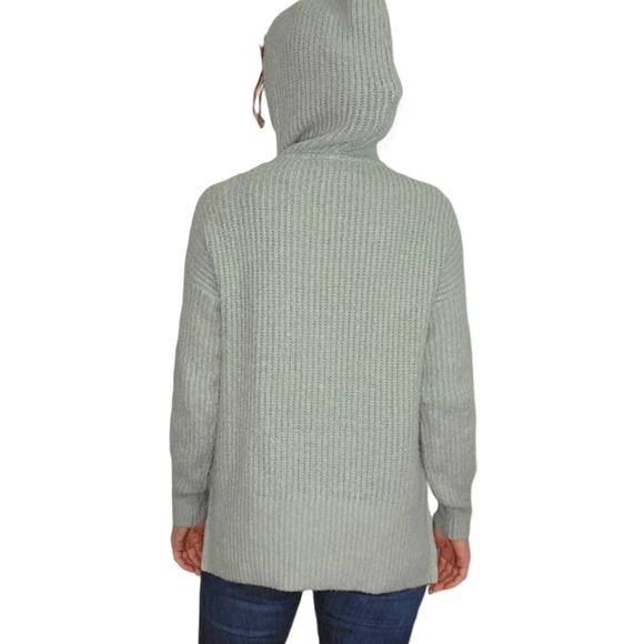 Rachel Zoe Knit V Neck Hooded Sweater Small Light Green - Picture 3 of 5